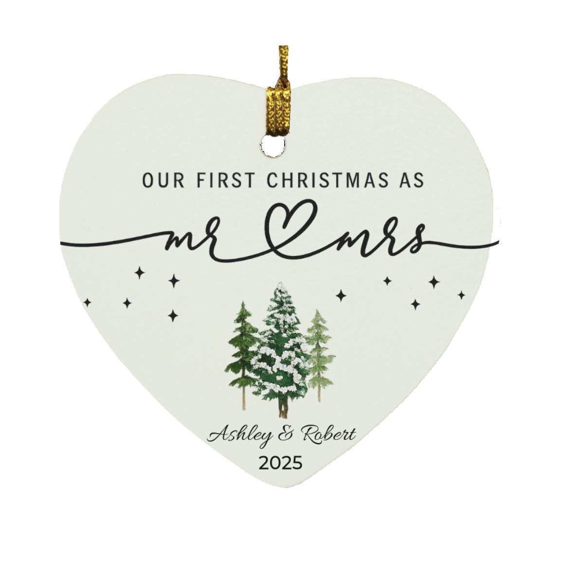 Personalized Mr & Mrs Christmas Ornament – First Christmas Wedding Keepsake