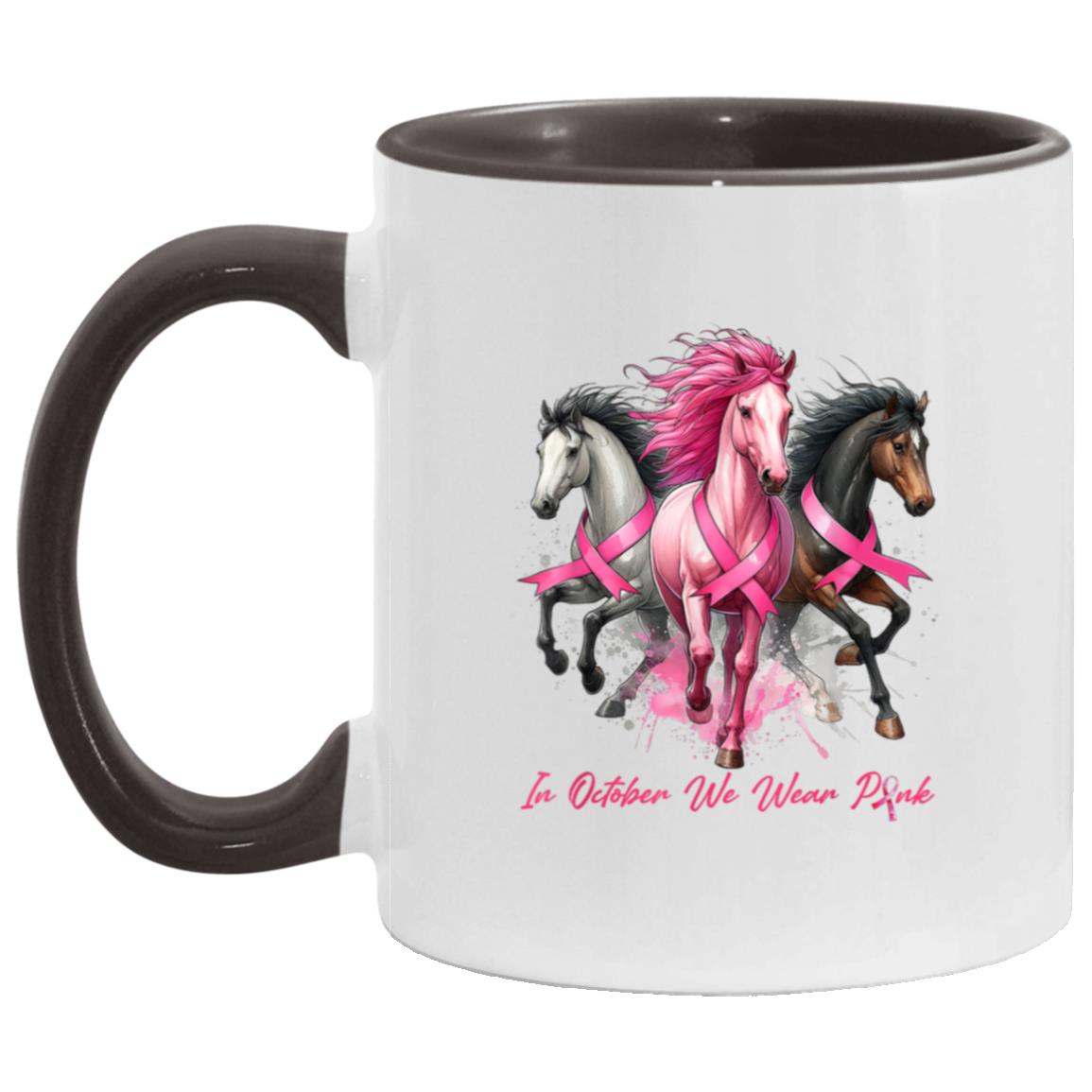 In October We Wear Pink W/Horses Mug | Ceramic Mug, (11oz)