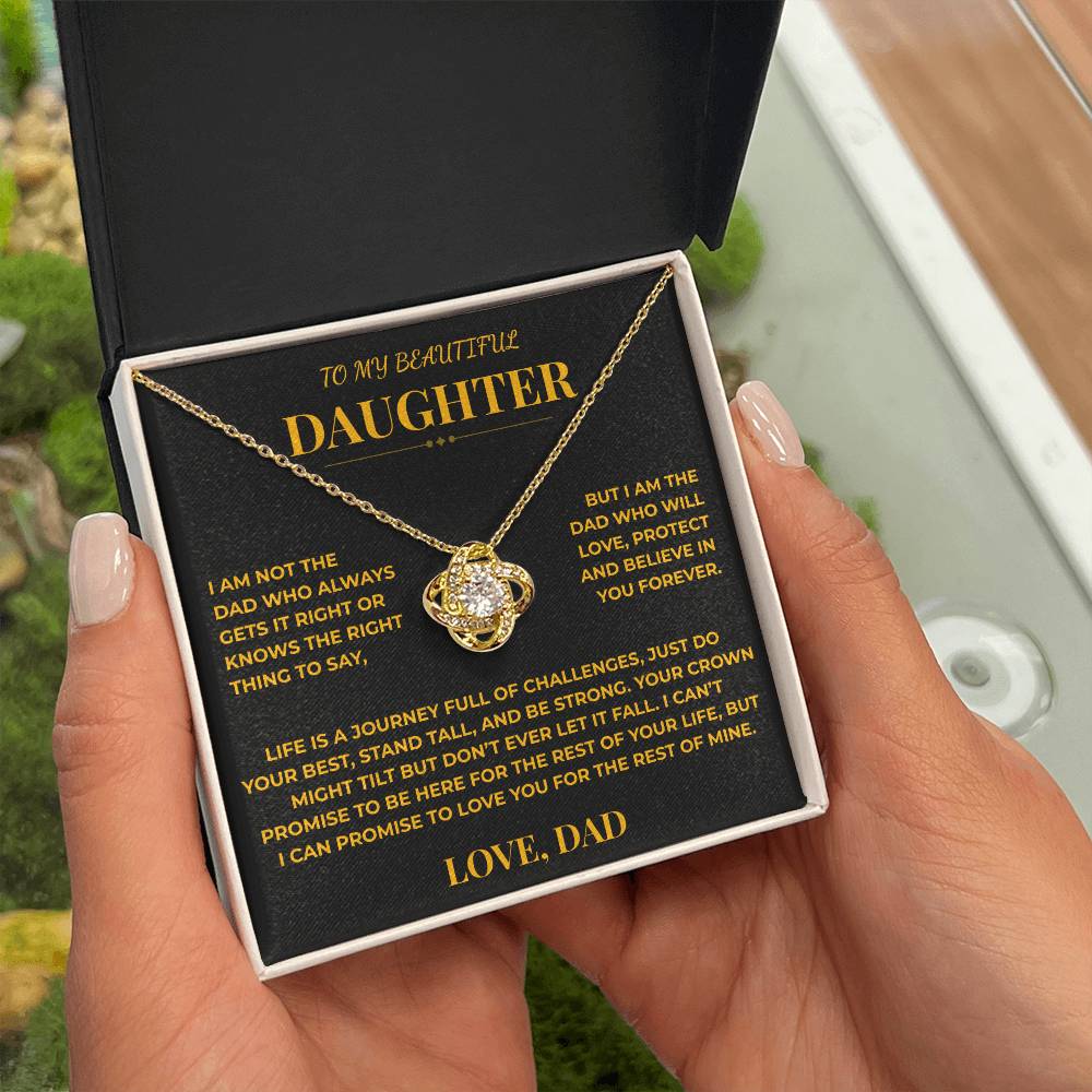 To My Beautiful Daughter From Dad – Your Crown Might Tilt, But Don't Ever Let It Fall – Knot Necklace