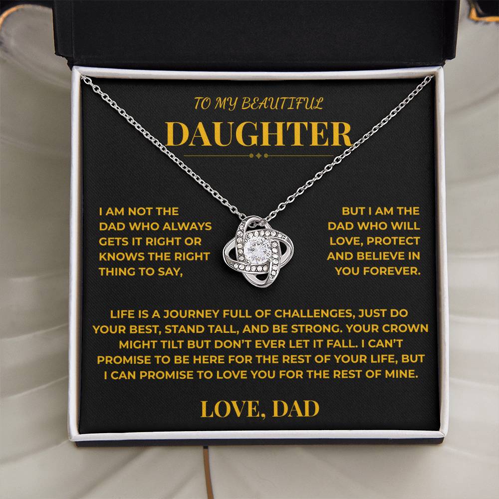 Daughter Gift from Dad – Crown Knot Necklace with Card