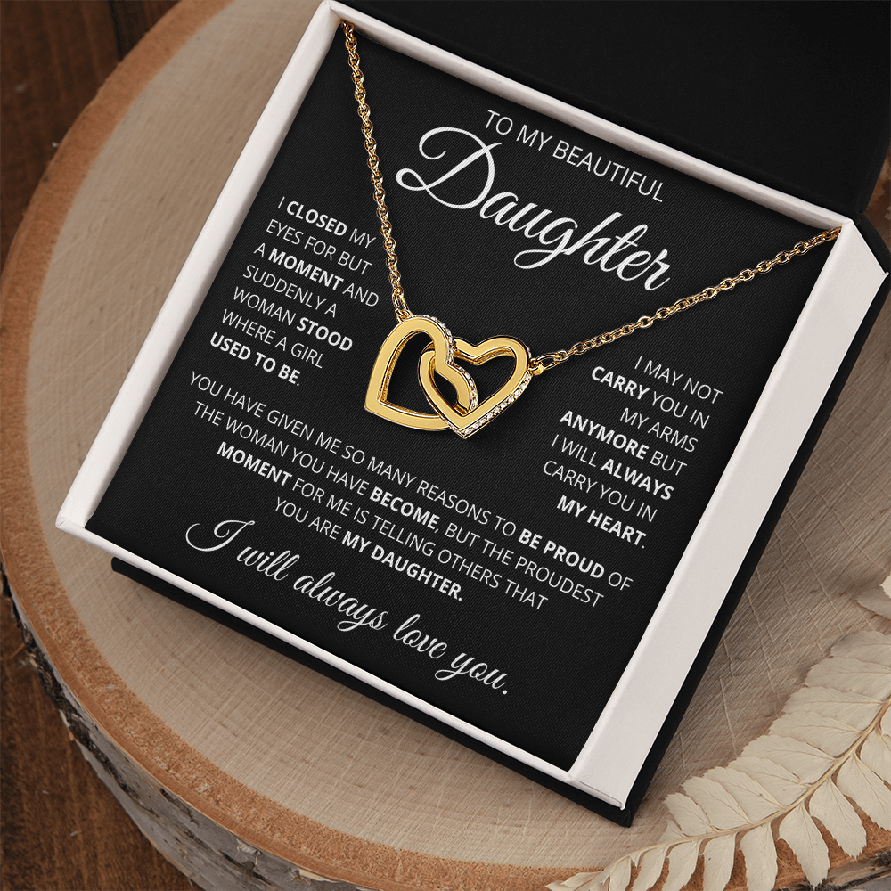 To My Beautiful Daughter Interlocking Hearts Necklace-I Closed My Eyes