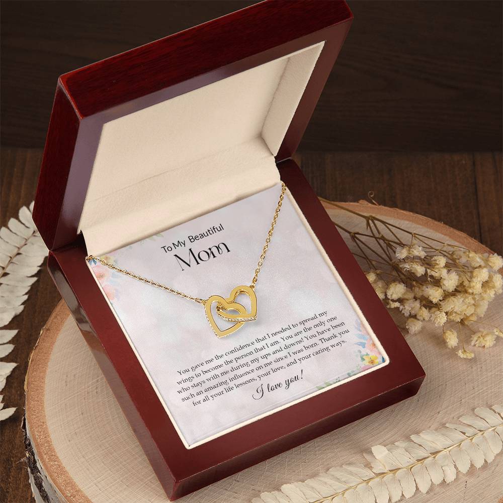 To My Beautiful Mom | I Love You - Interlocking Hearts Necklace