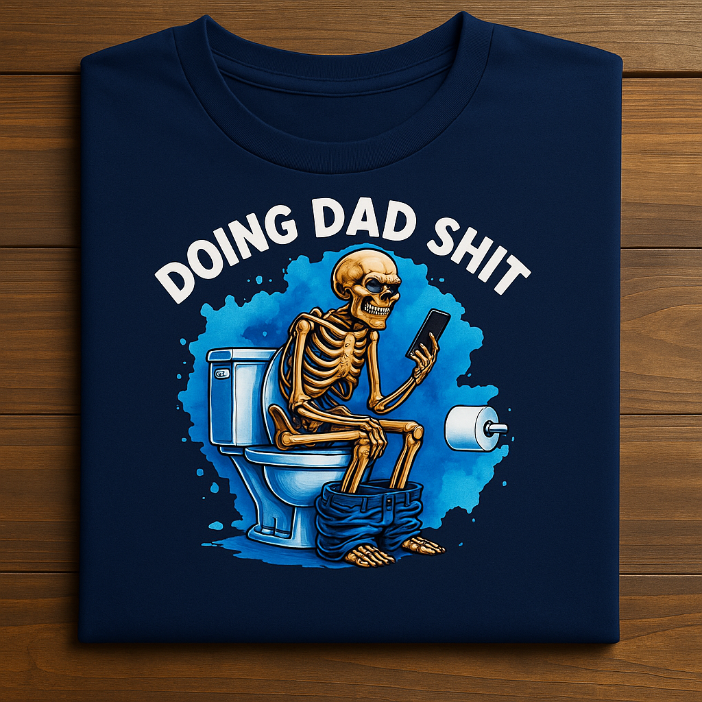 Doing Dad Sh*t Funny Father's Day Skull on Toilet Heavy Cotton Tee
