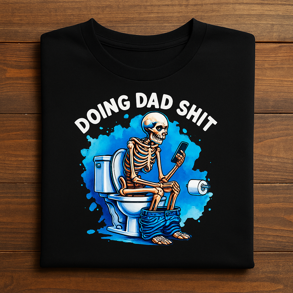 Doing Dad Sh*t Funny Father's Day Skull on Toilet Heavy Cotton Tee