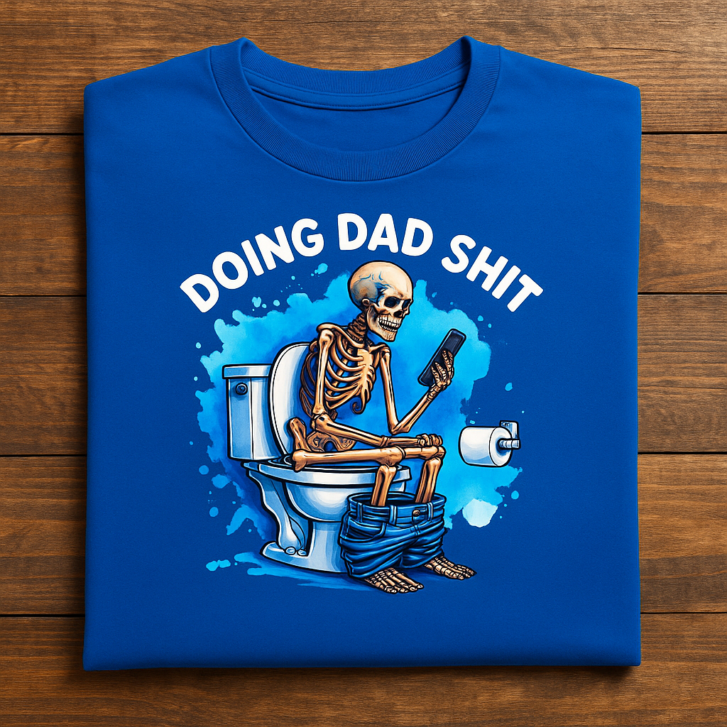 Doing Dad Sh*t Funny Father's Day Skull on Toilet Heavy Cotton Tee
