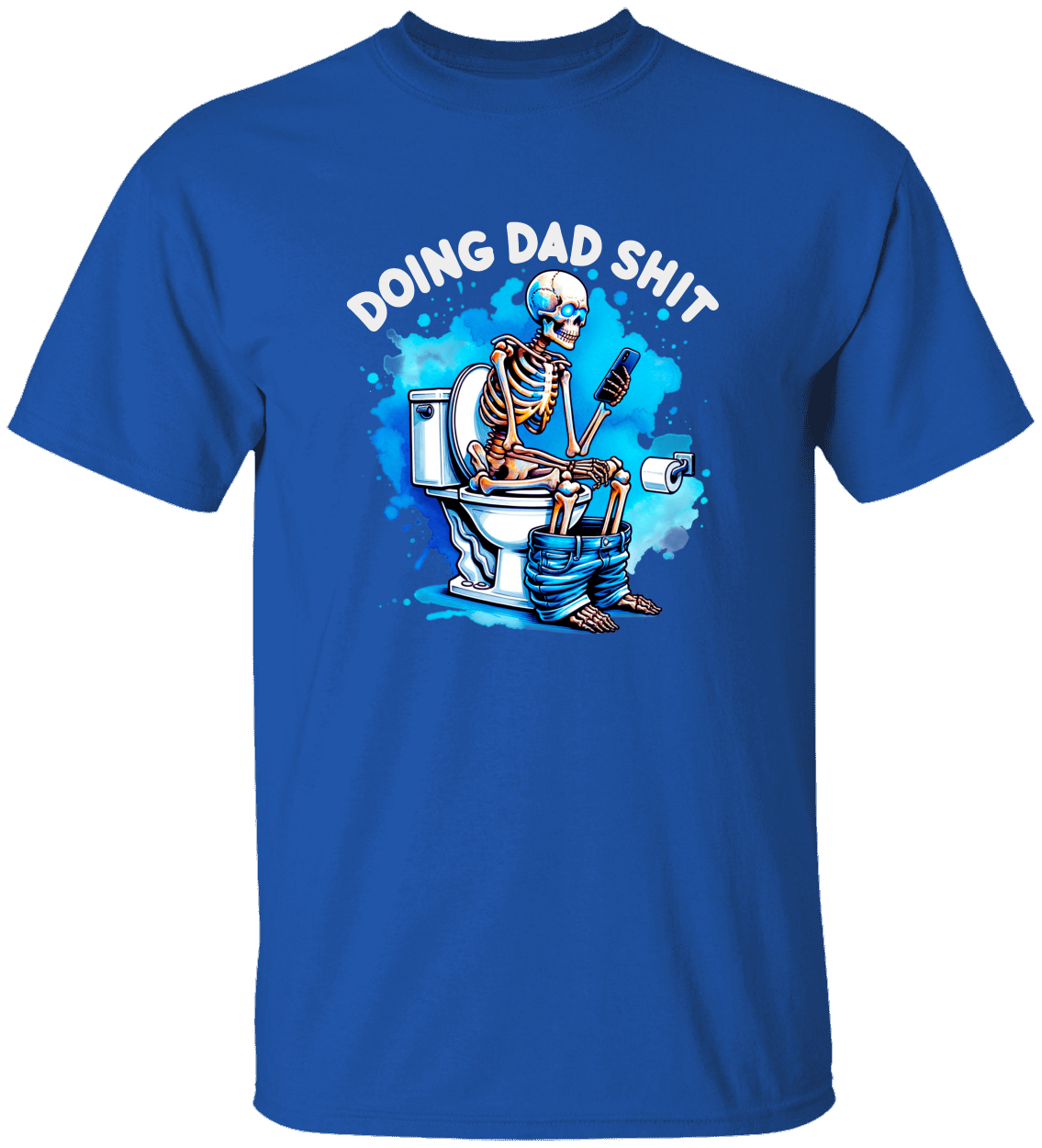 Doing Dad Sh*t Funny Father's Day Skull on Toilet Heavy Cotton Tee