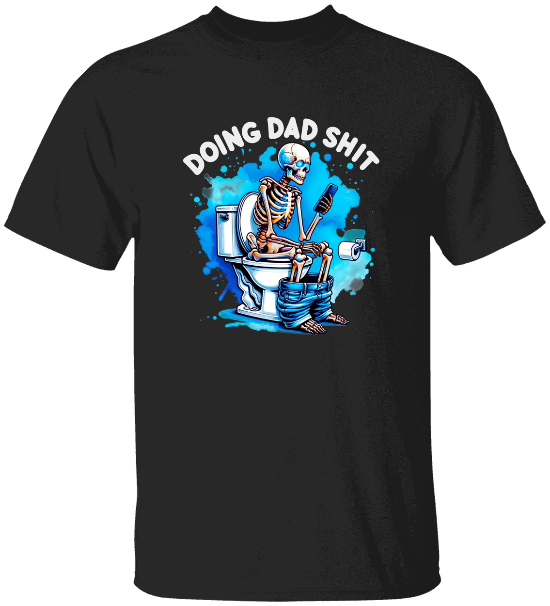 Doing Dad Sh*t Funny Father's Day Skull on Toilet Heavy Cotton Tee