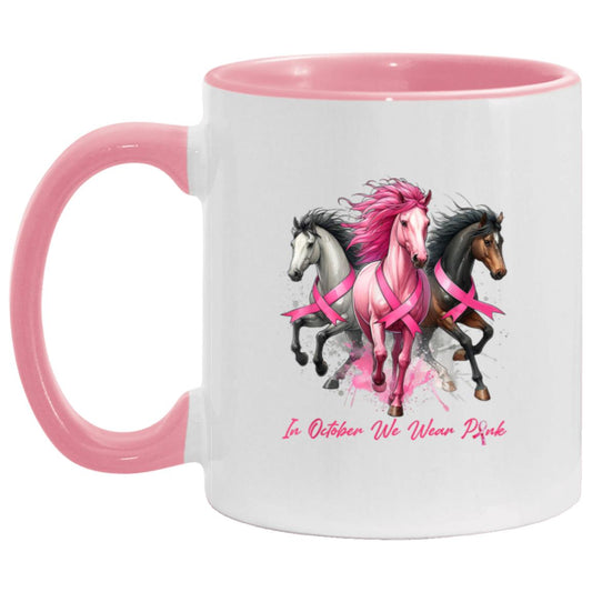 In October We Wear Pink W/Horses Mug | Ceramic Mug, (11oz)