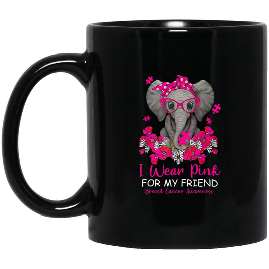 I Wear Pink For Friend Elephant Mug | Ceramic Mug, (11oz)