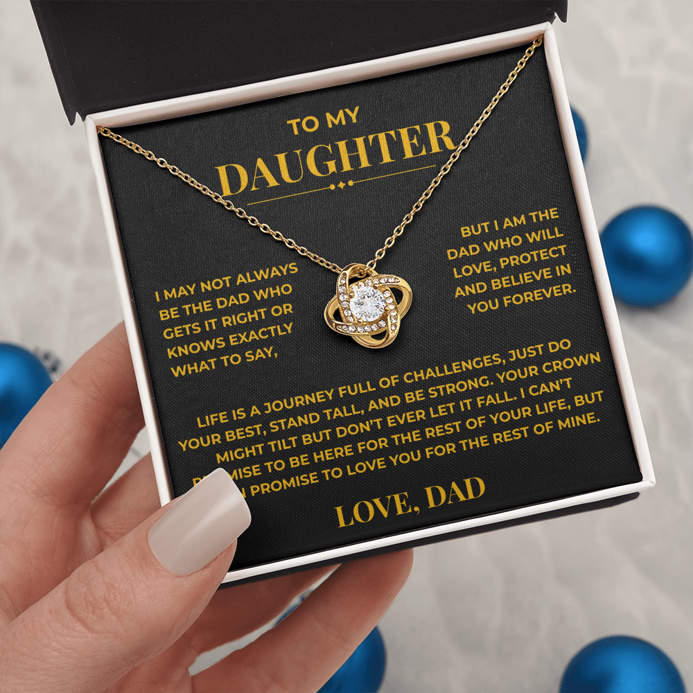 Daughter Gift from Dad – Crown Knot Necklace with Card