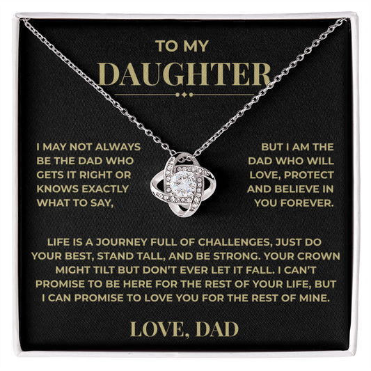 Daughter Gift from Dad – Crown Knot Necklace with Card