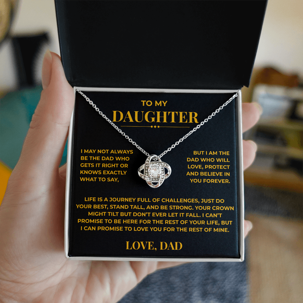 Daughter Gift from Dad – Crown Knot Necklace with Card