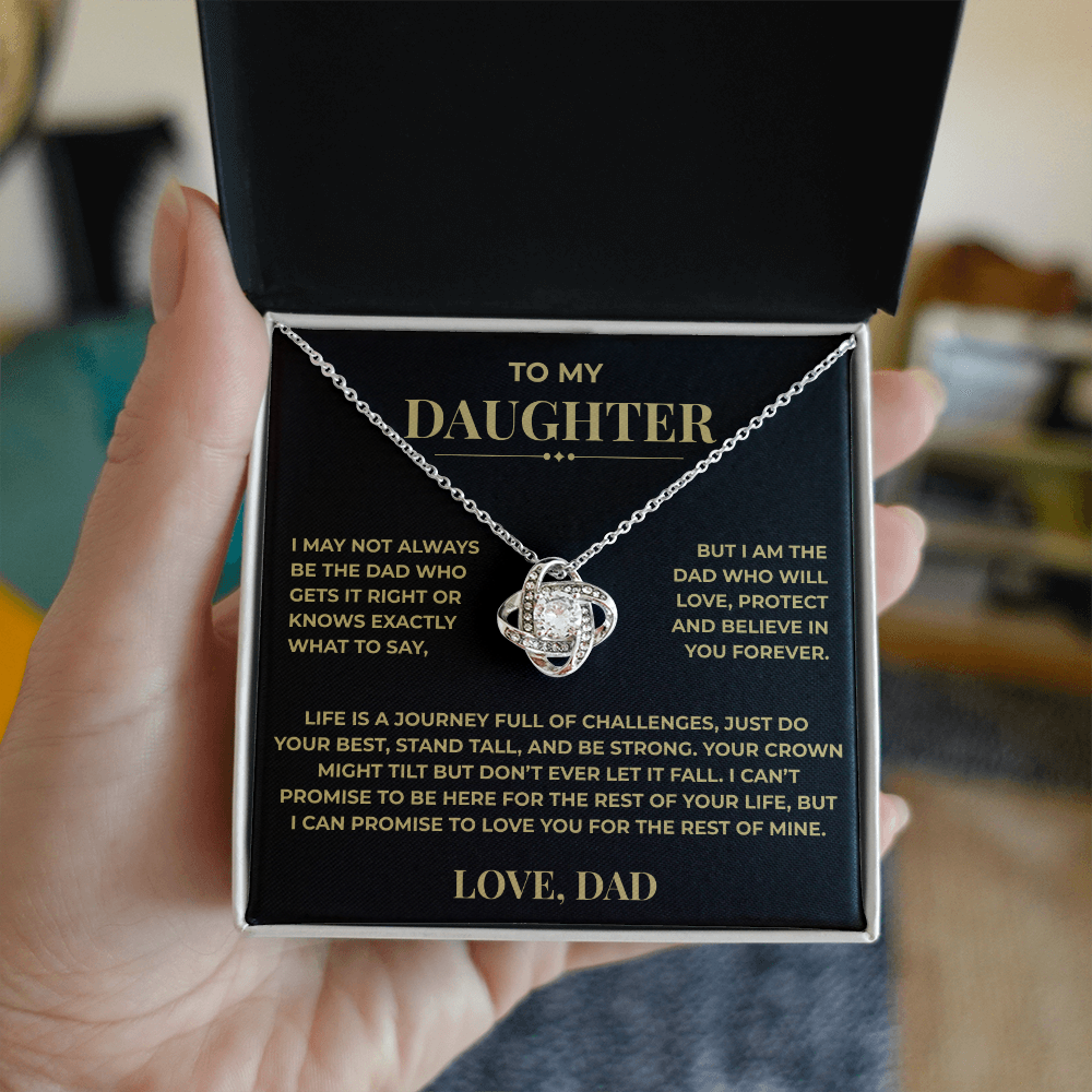 Daughter Gift from Dad – Crown Knot Necklace with Card