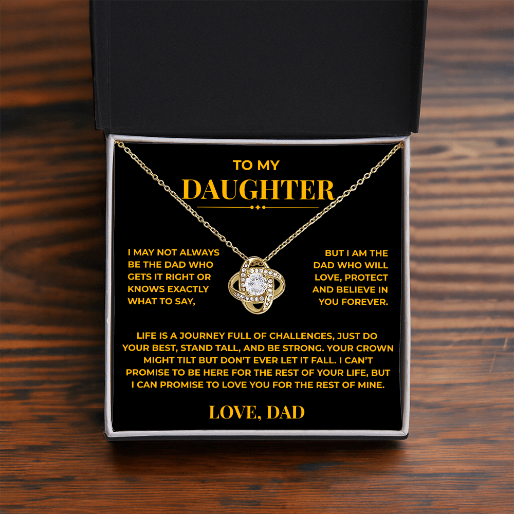 Daughter Gift from Dad – Crown Knot Necklace with Card
