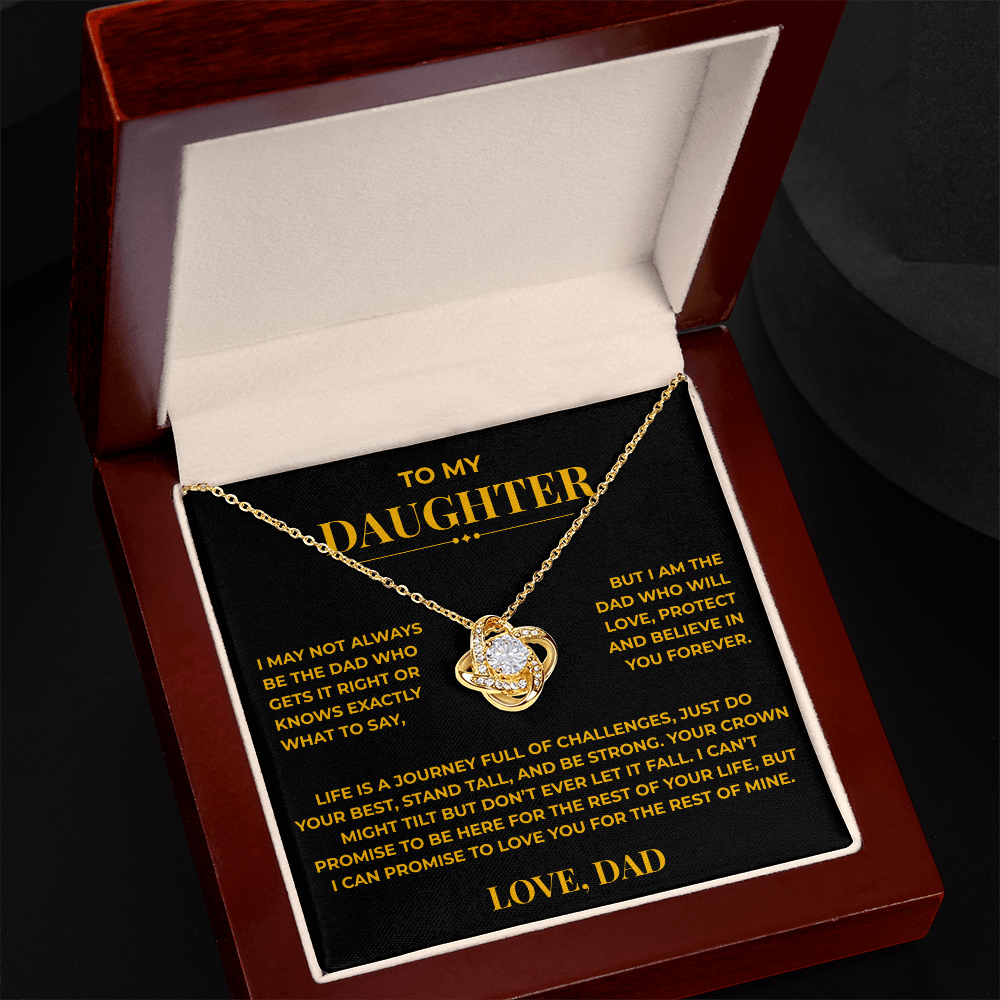 Daughter Gift from Dad – Crown Knot Necklace with Card