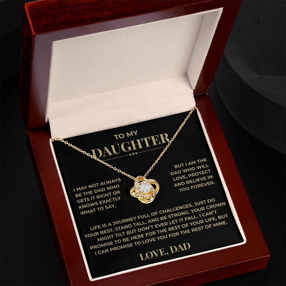 Daughter Gift from Dad – Crown Knot Necklace with Card