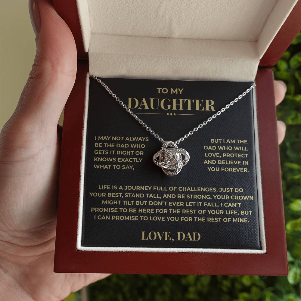 Daughter Gift from Dad – Crown Knot Necklace with Card