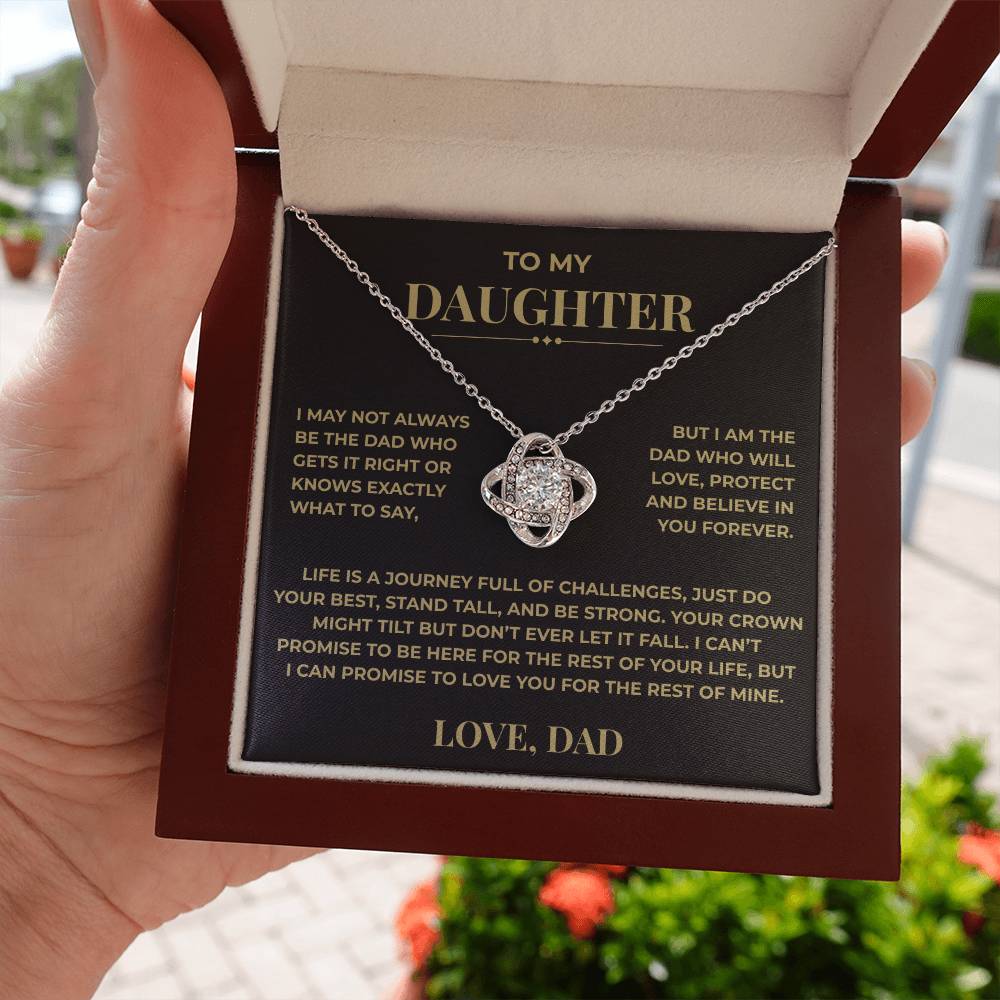 Daughter Gift from Dad – Crown Knot Necklace with Card