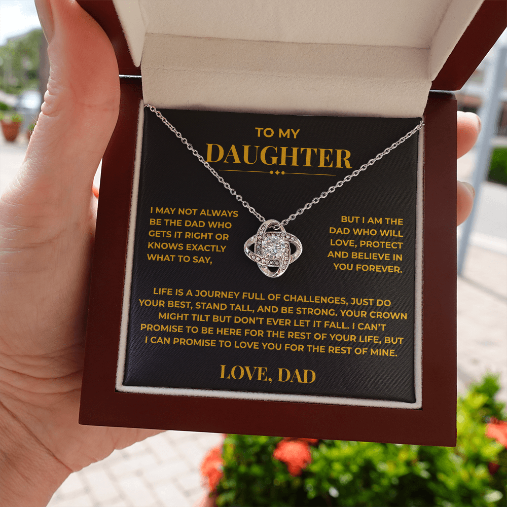 Daughter Gift from Dad – Crown Knot Necklace with Card