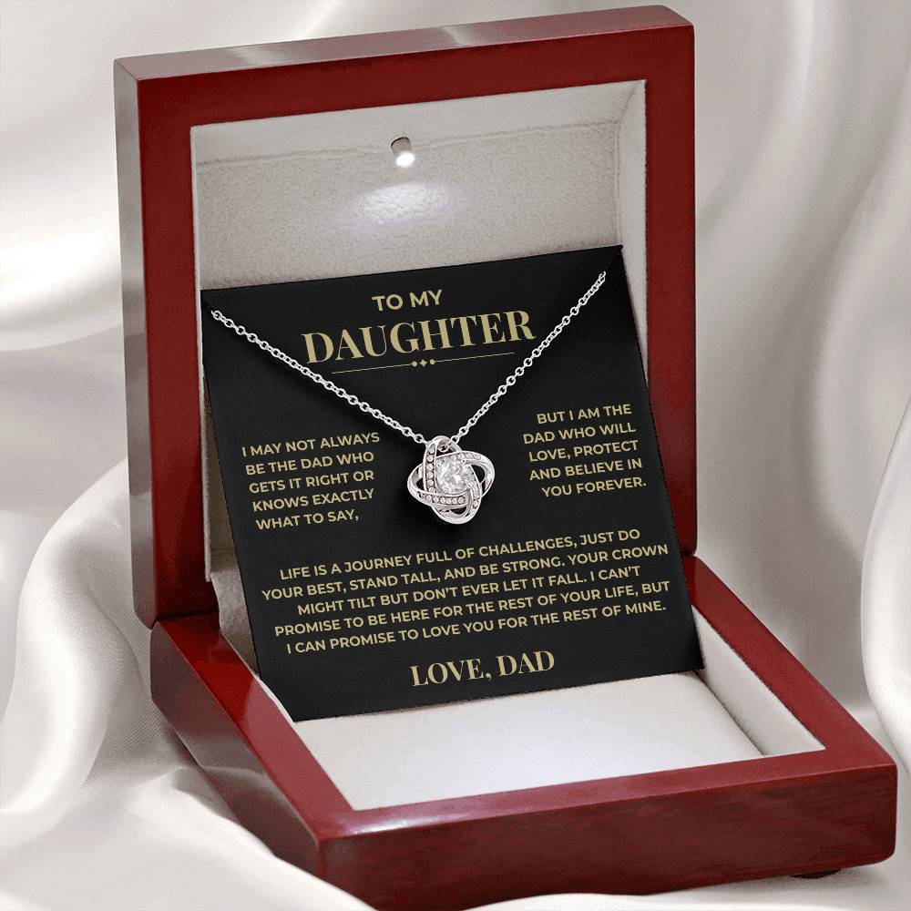 Daughter Gift from Dad – Crown Knot Necklace with Card