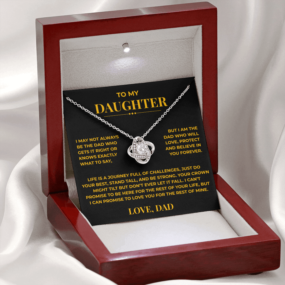 Daughter Gift from Dad – Crown Knot Necklace with Card