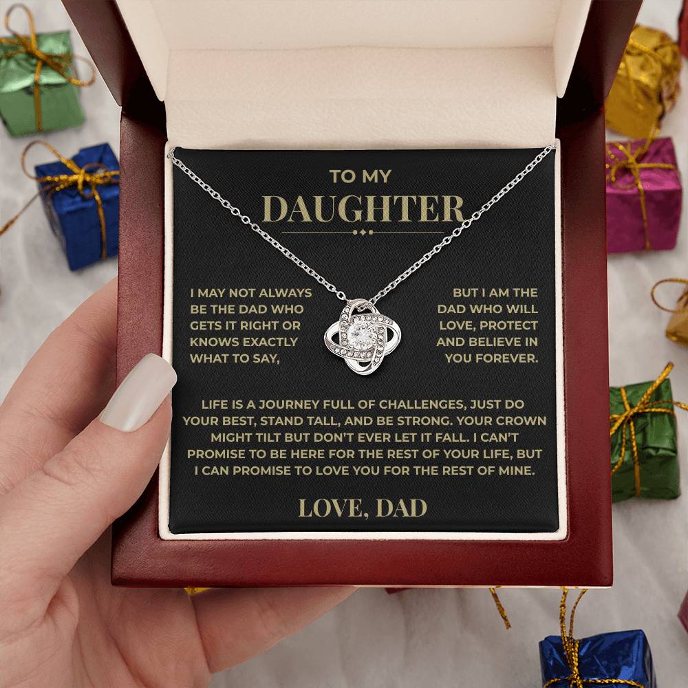 Daughter Gift from Dad – Crown Knot Necklace with Card