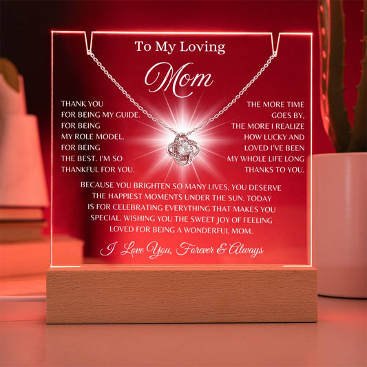 "To My Mom" Illuminated Keepsake & Forever Love Knot Necklace Gift