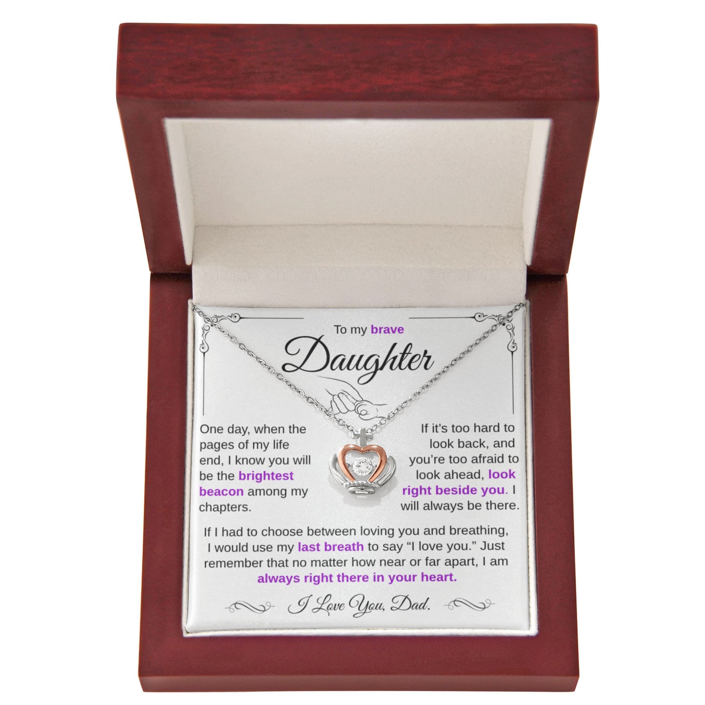 To My Brave Daughter Necklace-You're My Brightest Beacon Among My Chapters
